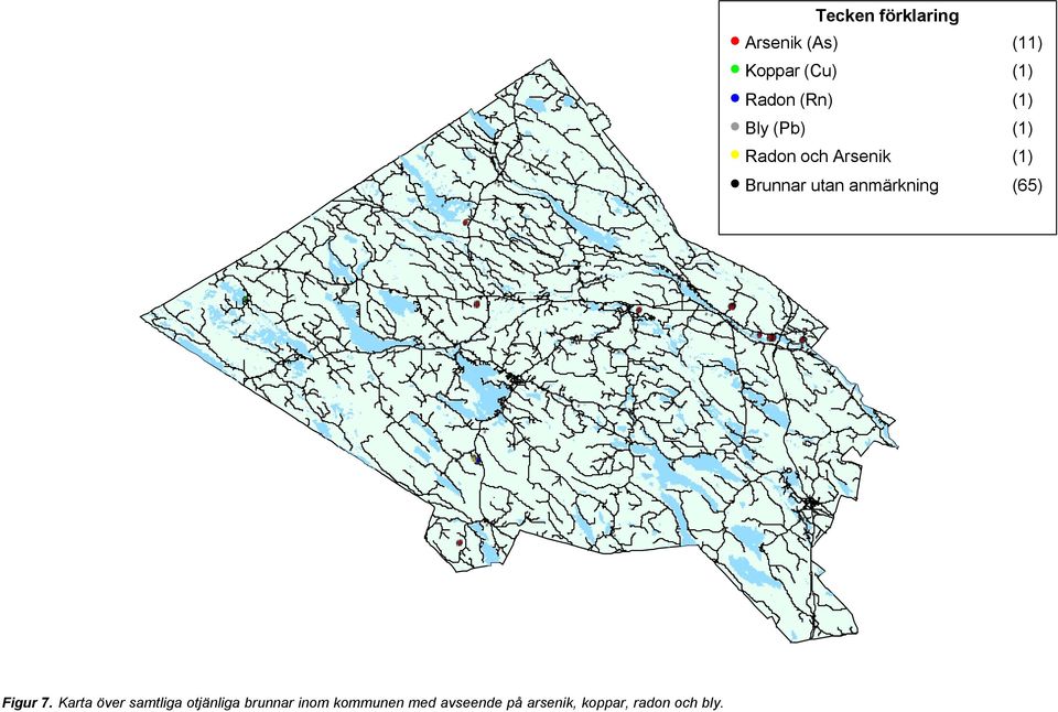 Bly (Pb) (1) Radon och Arsenik (1) Brunnar utan anmärkning (65) Brunnar utan anmärkning (65)