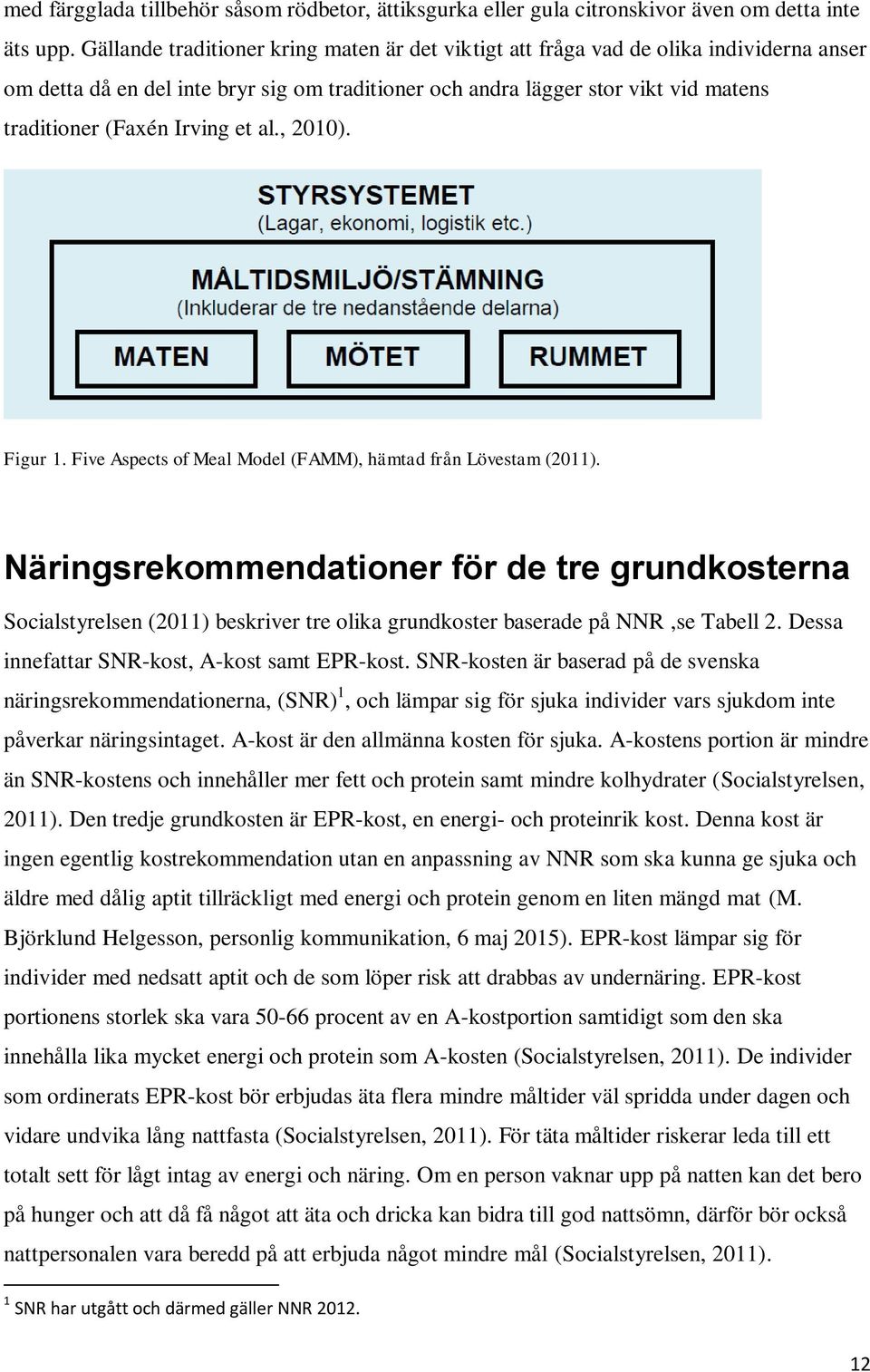Irving et al., 2010). Figur 1. Five Aspects of Meal Model (FAMM), hämtad från Lövestam (2011).