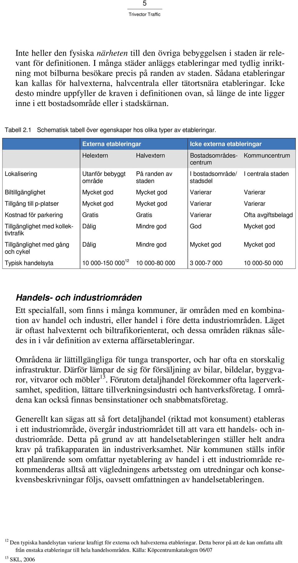 Icke desto mindre uppfyller de kraven i definitionen ovan, så länge de inte ligger inne i ett bostadsområde eller i stadskärnan. Tabell 2.