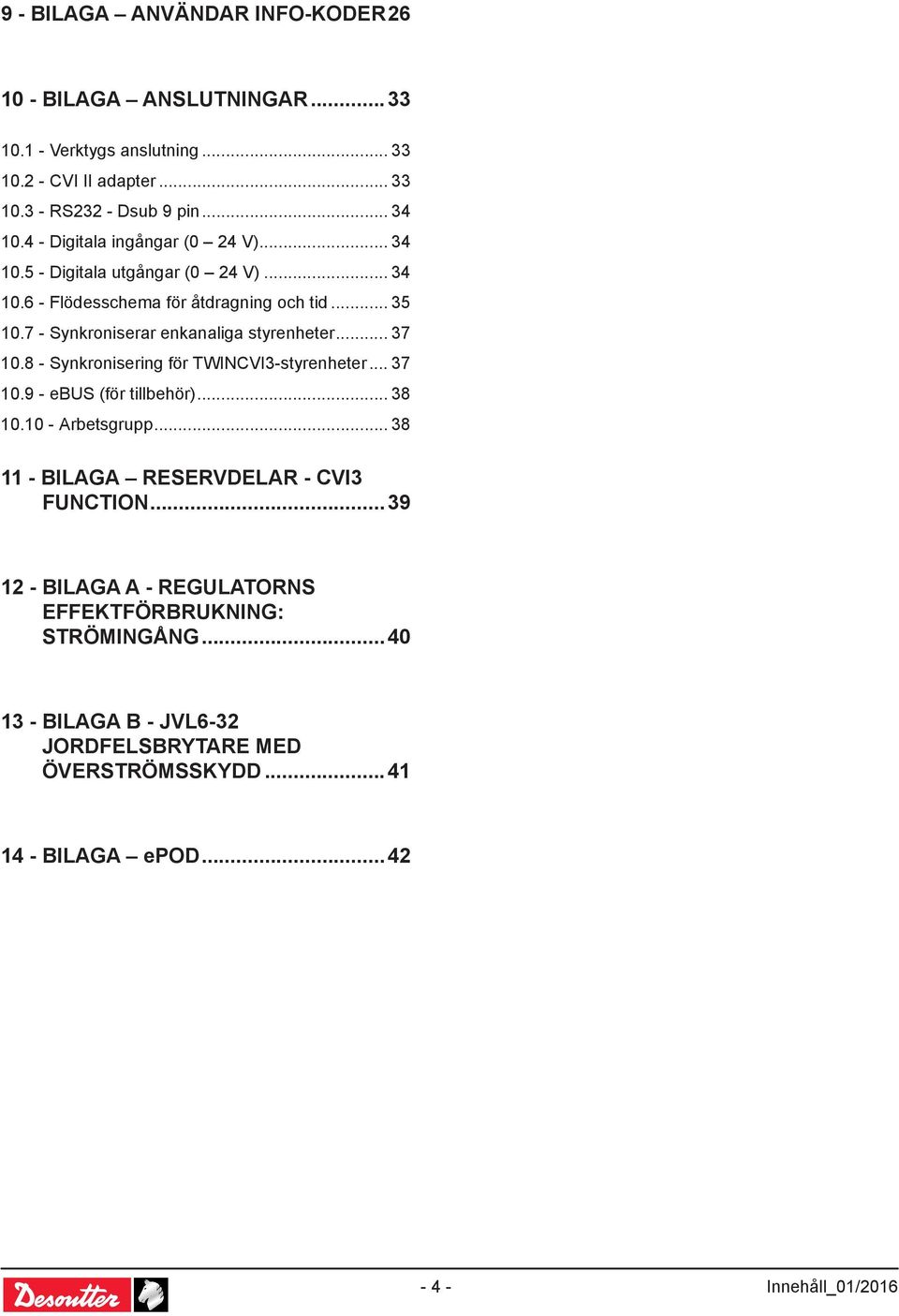 8 - Synkronisering för TWINCVI-styrenheter... 7 0.9 - ebus (för tillbehör)... 8 0.0 - Arbetsgrupp... 8 - BILAGA RESERVDELAR - CVI FUNCTION.