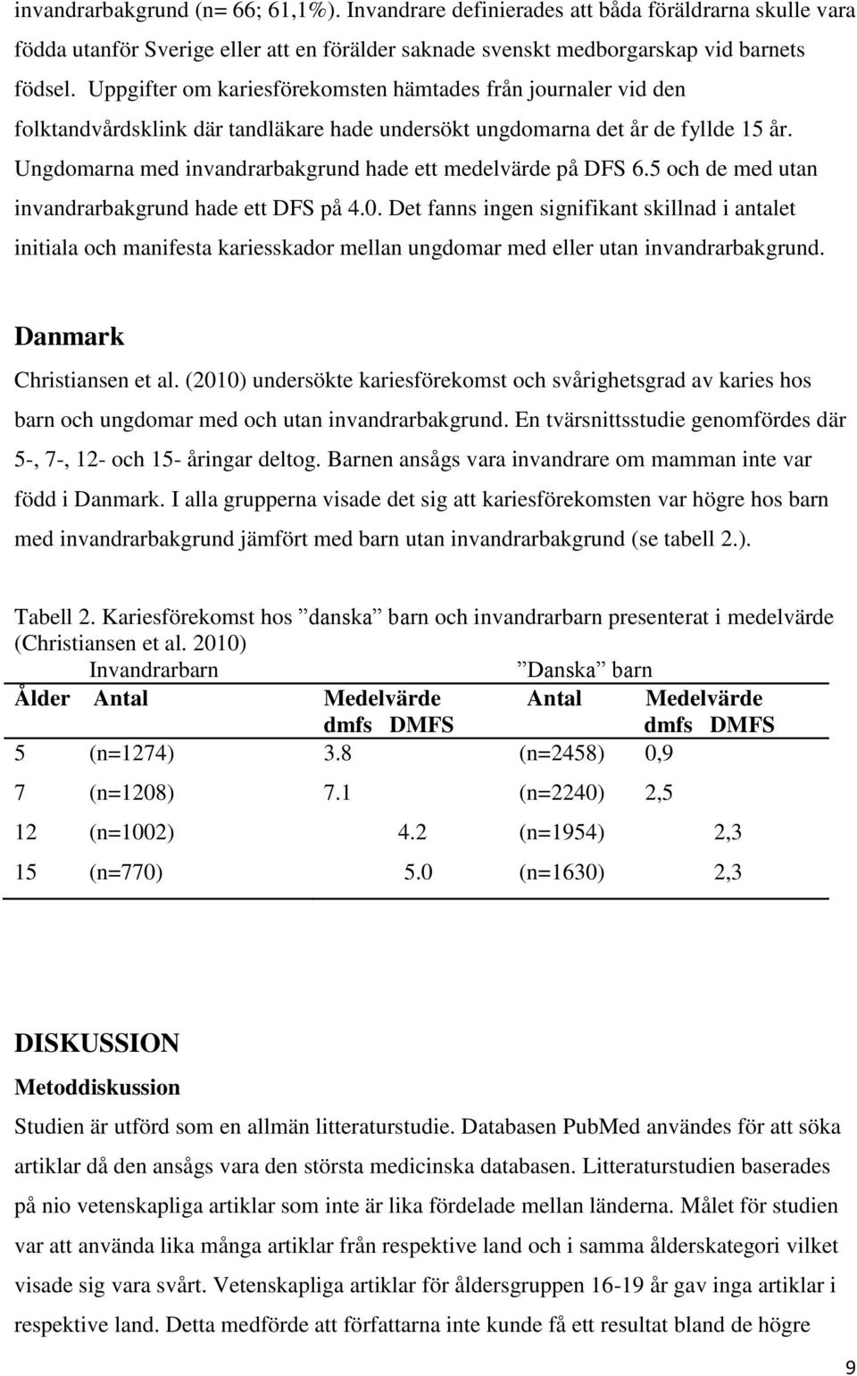 Ungdomarna med invandrarbakgrund hade ett medelvärde på DFS 6.5 och de med utan invandrarbakgrund hade ett DFS på 4.0.