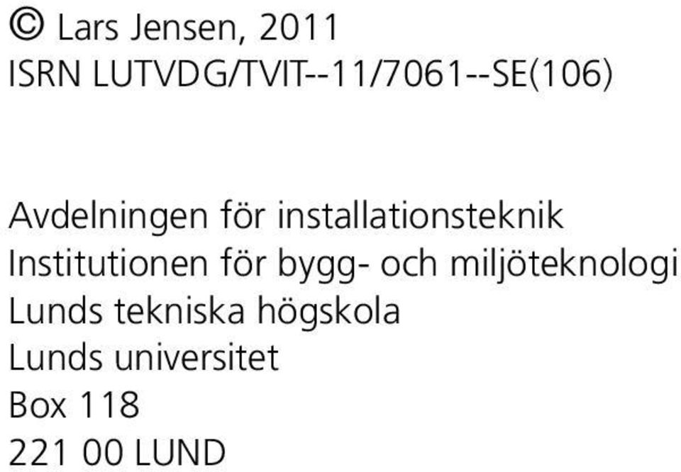 installationsteknik Institutionen för bygg-