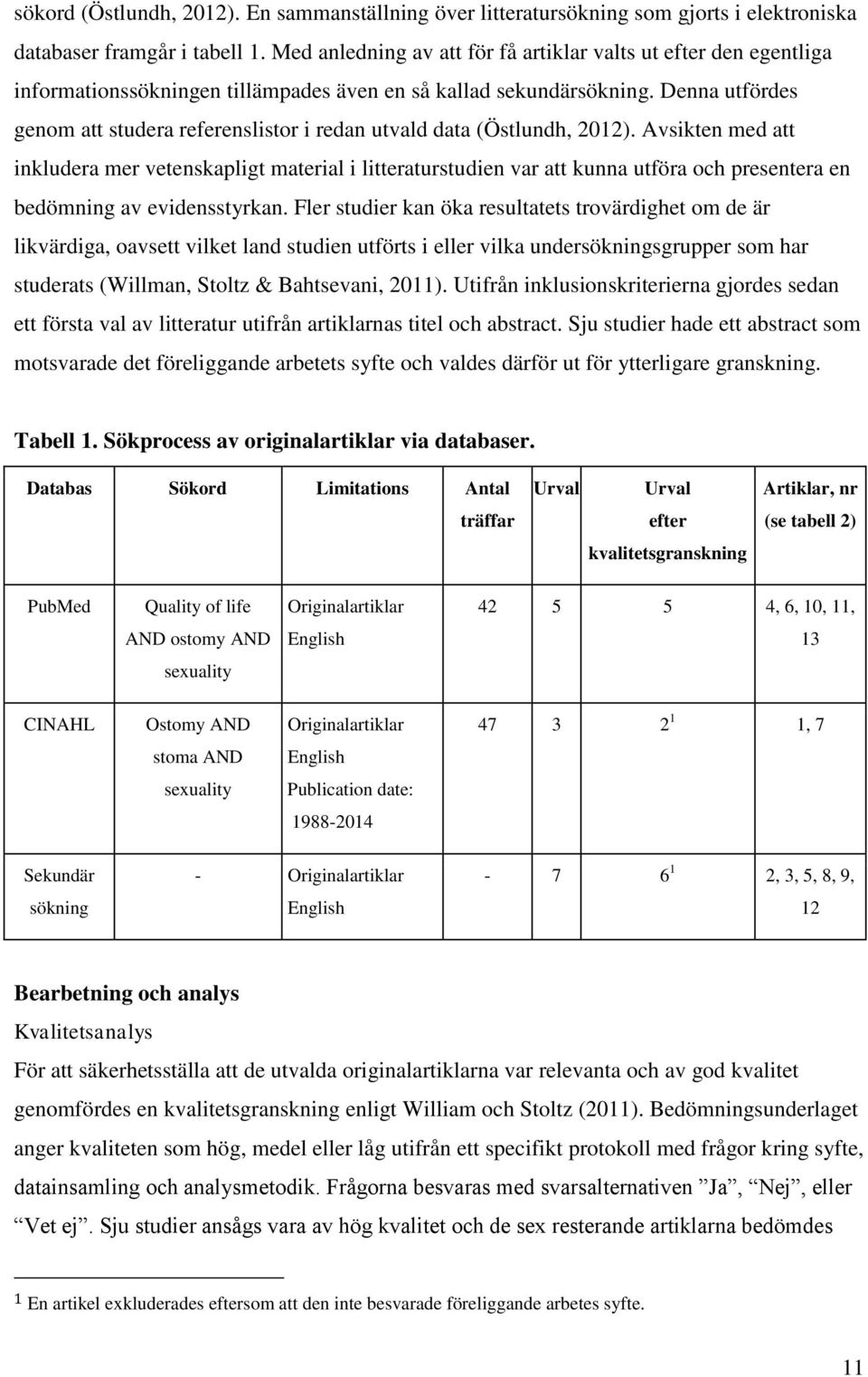 Denna utfördes genom att studera referenslistor i redan utvald data (Östlundh, 2012).