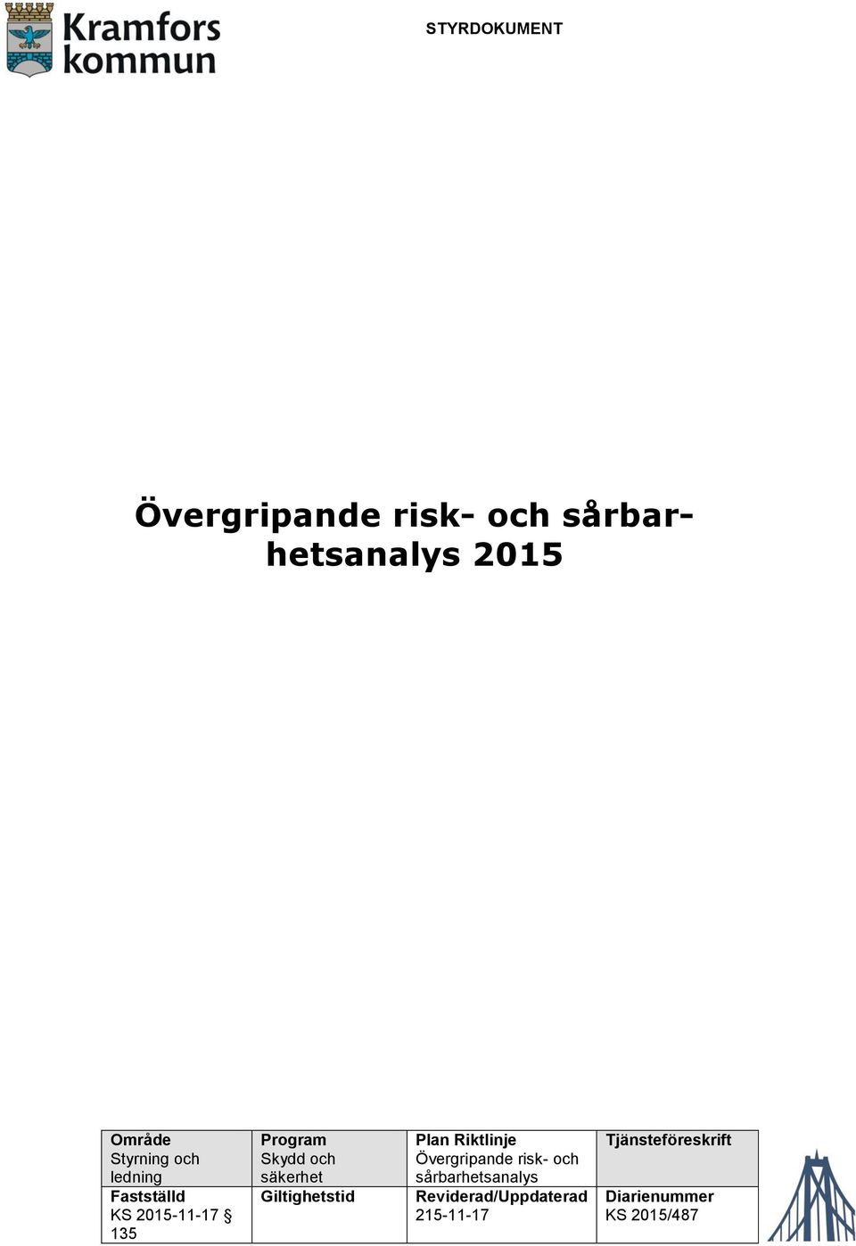 säkerhet Giltighetstid Plan Riktlinje Övergripande risk- och