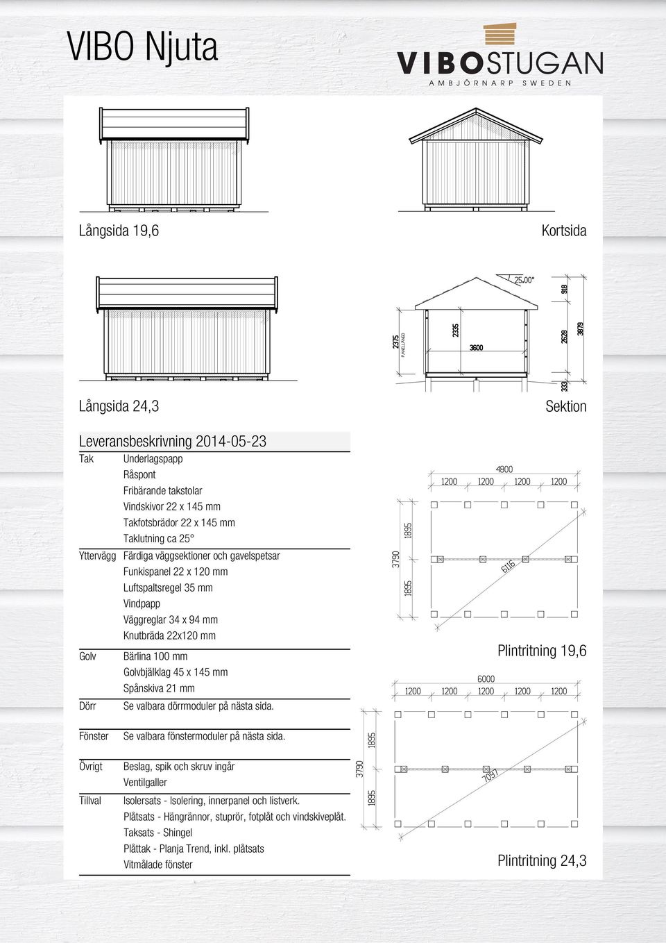 mm Spånskiva 21 mm Se valbara dörrmoduler på nästa sida. Sektion Plintritning 19,6 Se valbara fönstermoduler på nästa sida.