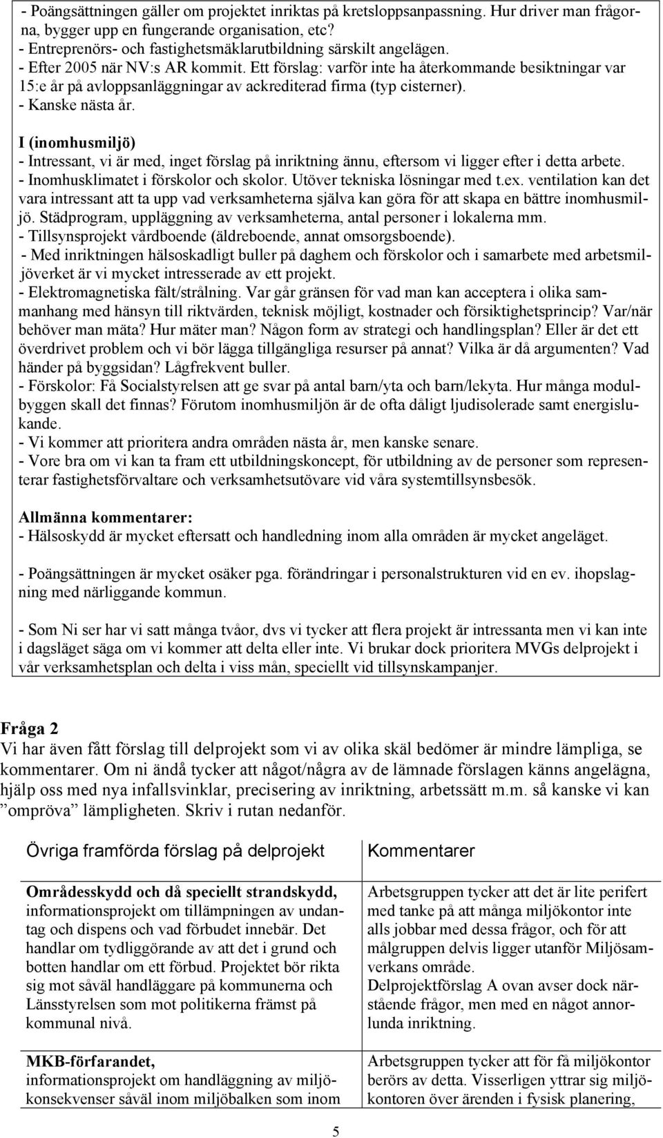 Ett förslag: varför inte ha återkommande besiktningar var 15:e år på avloppsanläggningar av ackrediterad firma (typ cisterner). - Kanske nästa år.