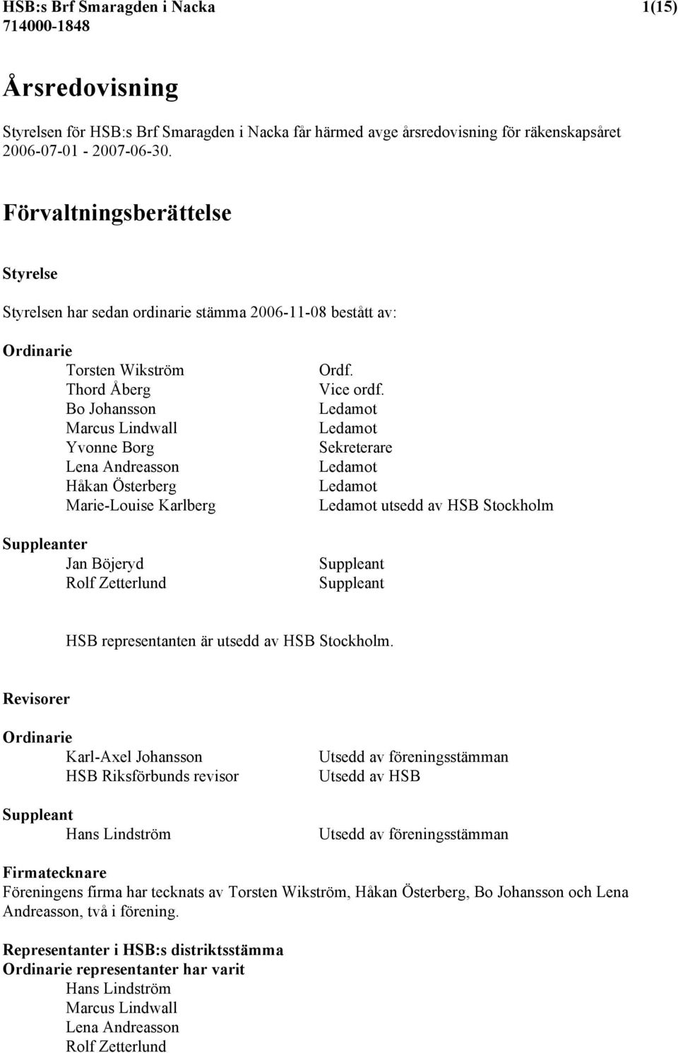 Österberg Marie-Louise Karlberg Suppleanter Jan Böjeryd Rolf Zetterlund Ordf. Vice ordf.