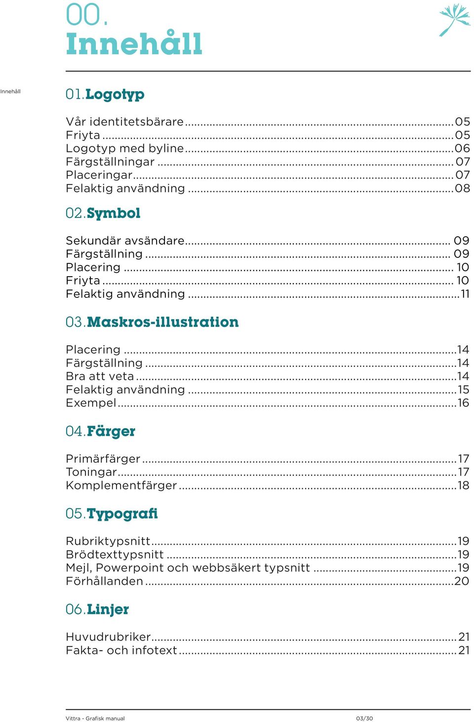 ..14 Färgställning...14 Bra att veta...14 Felaktig användning...15 Exempel...16 04.Färger Primärfärger...17 Toningar...17 Komplementfärger...18 05.