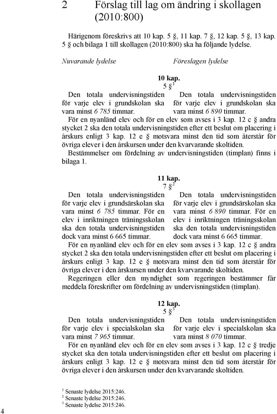 För en nyanländ elev och för en elev som avses i 3 kap. 12 c andra stycket 2 ska den totala undervisningstiden efter ett beslut om placering i årskurs enligt 3 kap.