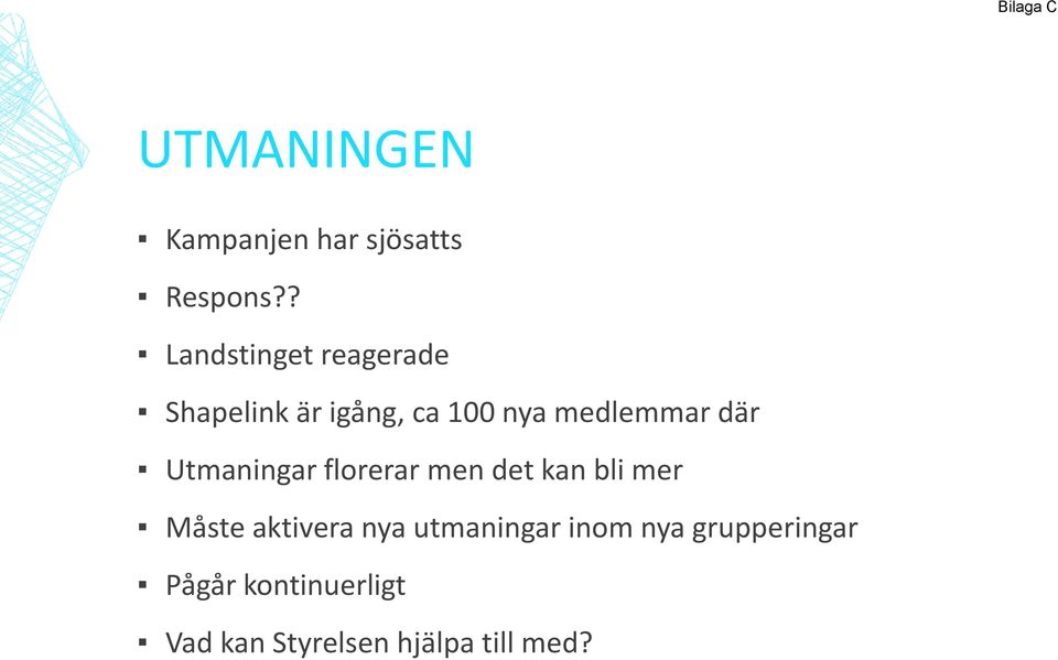 där Utmaningar florerar men det kan bli mer Måste aktivera nya