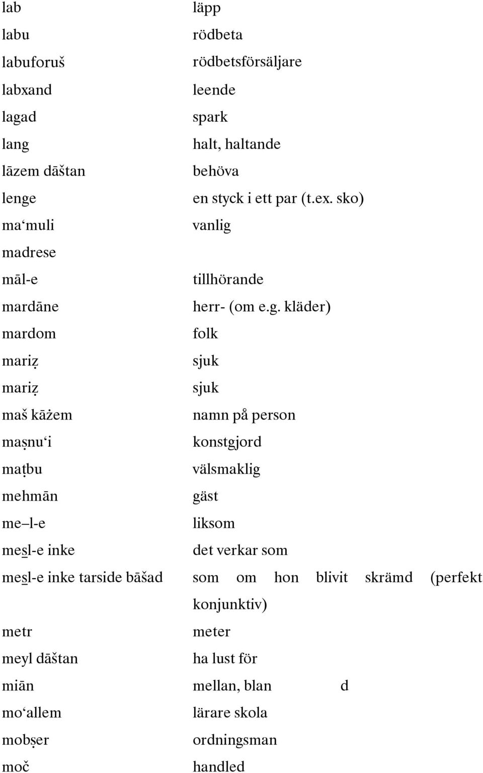 madrese māl-e tillhörande mardāne herr- (om e.g.