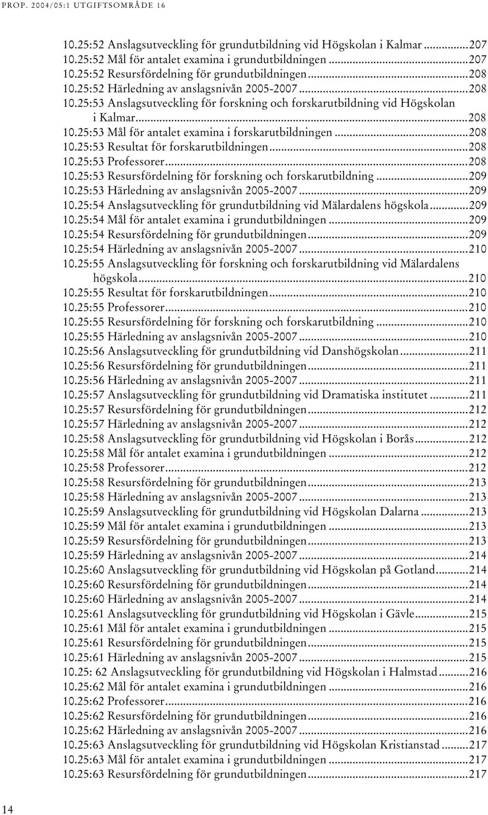 ..208 0.25:53 Professorer...208 0.25:53 Resursfördelning för forskning och forskarutbildning...209 0.25:53 Härledning av anslagsnivån 2005-2007...209 0.25:54 Anslagsutveckling för grundutbildning vid Mälardalens högskola.