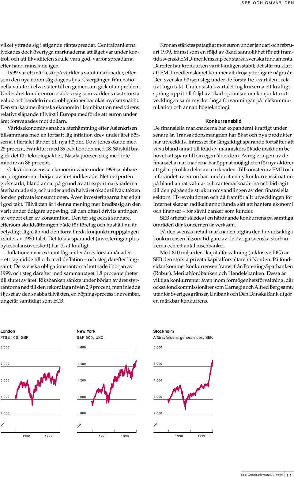 1999 var ett märkesår på världens valutamarknader, eftersom den nya euron såg dagens ljus. Övergången från nationella valutor i elva stater till en gemensam gick utan problem.