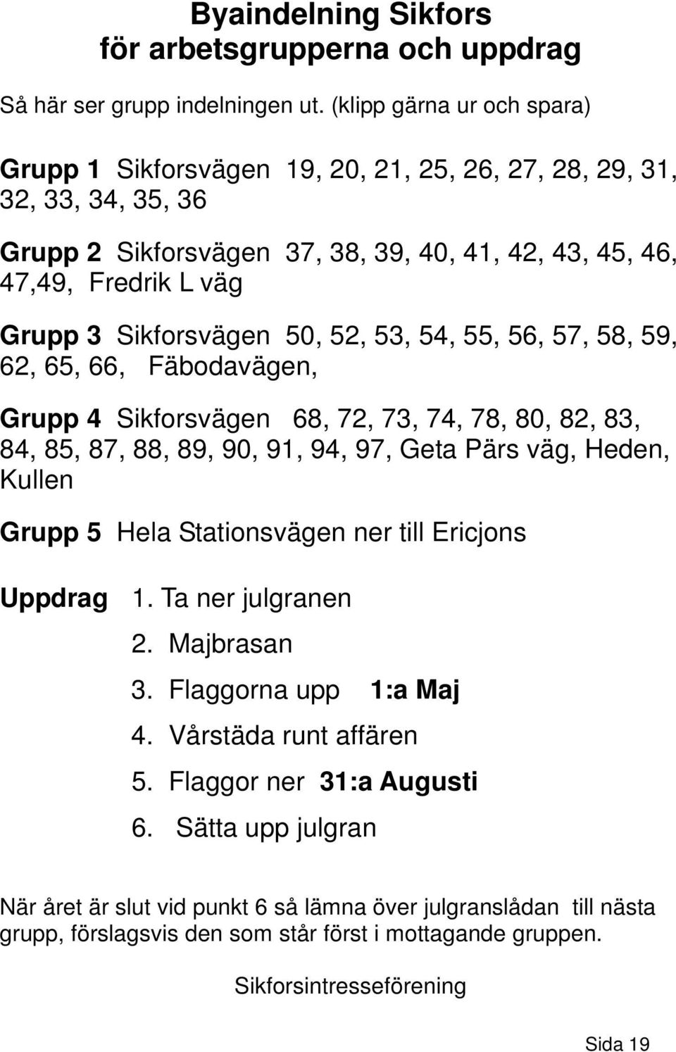 Sikforsvägen 50, 52, 53, 54, 55, 56, 57, 58, 59, 62, 65, 66, Fäbodavägen, Grupp 4 Sikforsvägen 68, 72, 73, 74, 78, 80, 82, 83, 84, 85, 87, 88, 89, 90, 91, 94, 97, Geta Pärs väg, Heden, Kullen Grupp 5