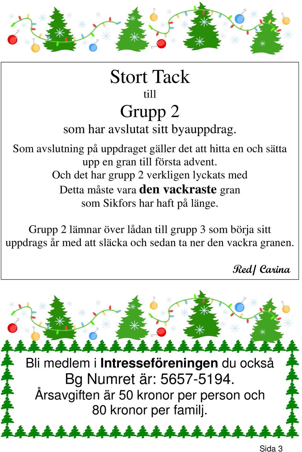 Och det har grupp 2 verkligen lyckats med Detta måste vara den vackraste gran som Sikfors har haft på länge.