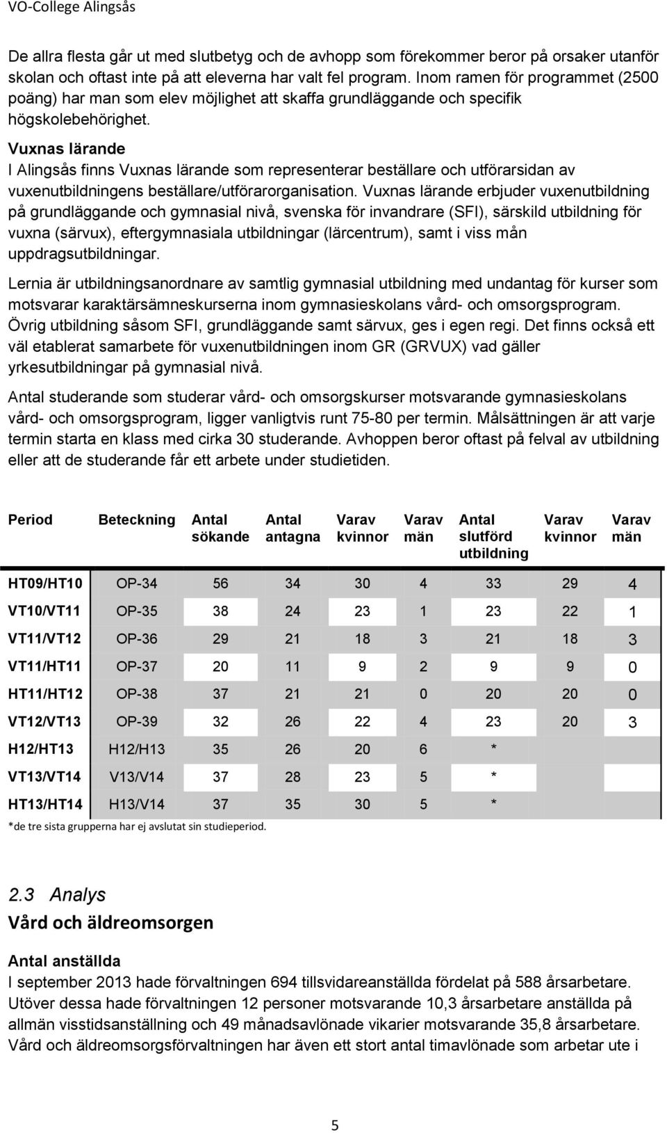 Vuxnas lärande I Alingsås finns Vuxnas lärande som representerar beställare och utförarsidan av vuxenutbildningens beställare/utförarorganisation.