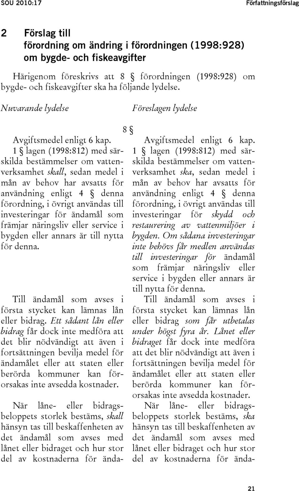 1 lagen (1998:812) med särskilda bestämmelser om vattenverksamhet skall, sedan medel i mån av behov har avsatts för användning enligt 4 denna förordning, i övrigt användas till investeringar för