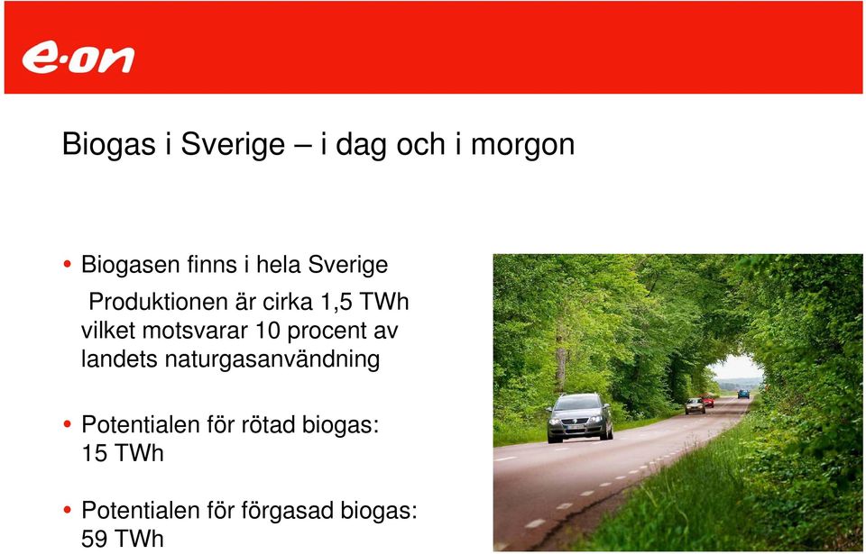 procent av landets naturgasanvändning Potentialen för