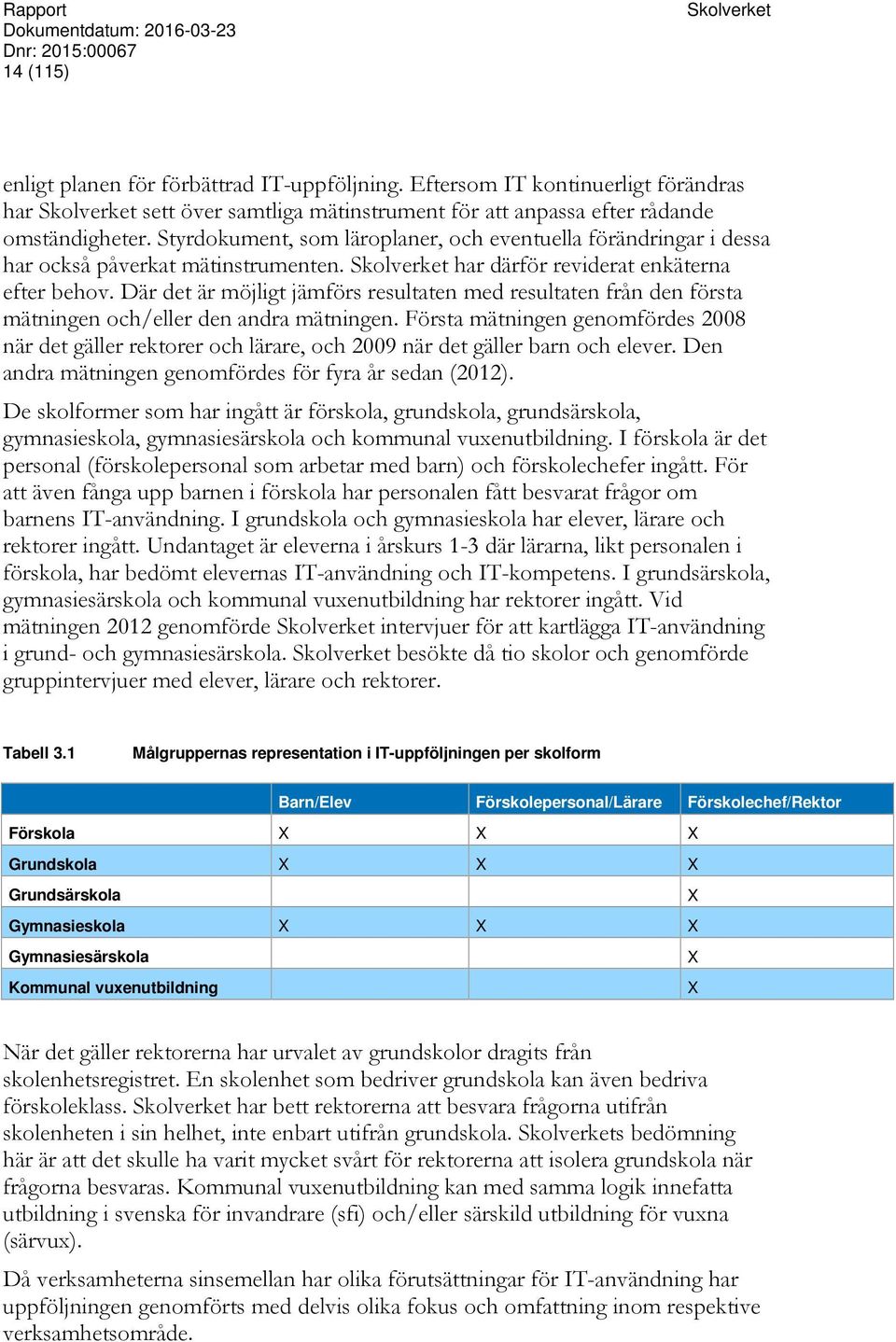 Styrdokument, som läroplaner, och eventuella förändringar i dessa har också påverkat mätinstrumenten. Skolverket har därför reviderat enkäterna efter behov.