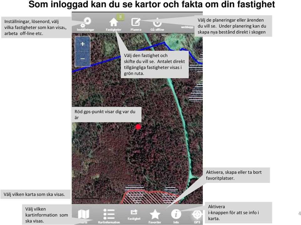 Under planering kan du skapa nya bestånd direkt i skogen Välj den fastighet och skifte du vill se.