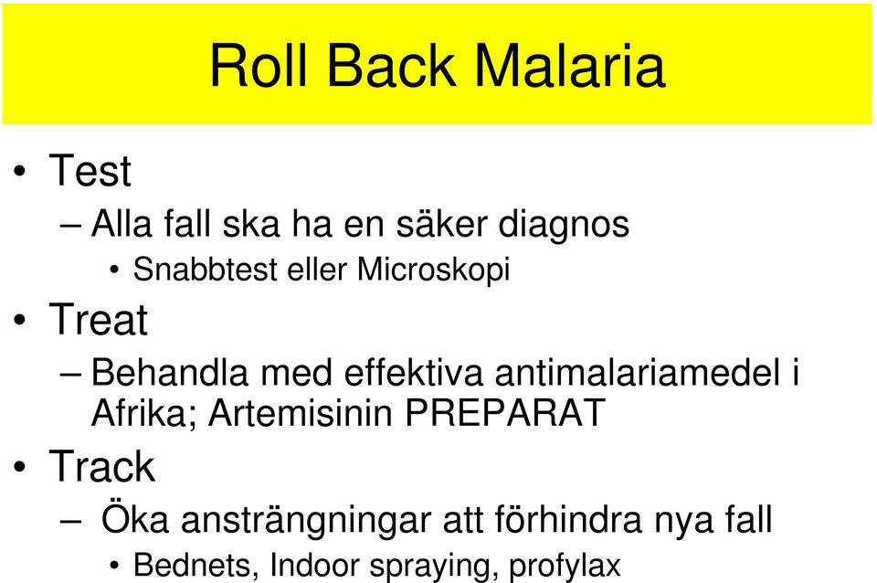 antimalariamedel i Afrika; Artemisinin PREPARAT Track Öka