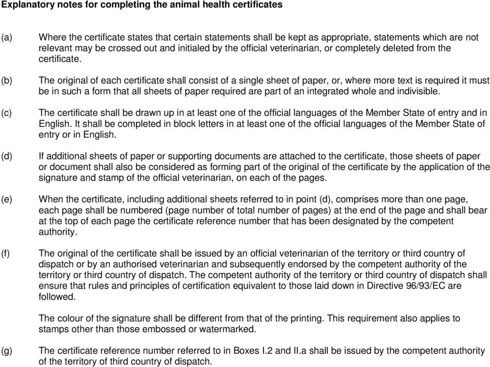 The original of each certificate shall consist of a single sheet of paper, or, where more text is required it must be in such a form that all sheets of paper required are part of an integrated whole