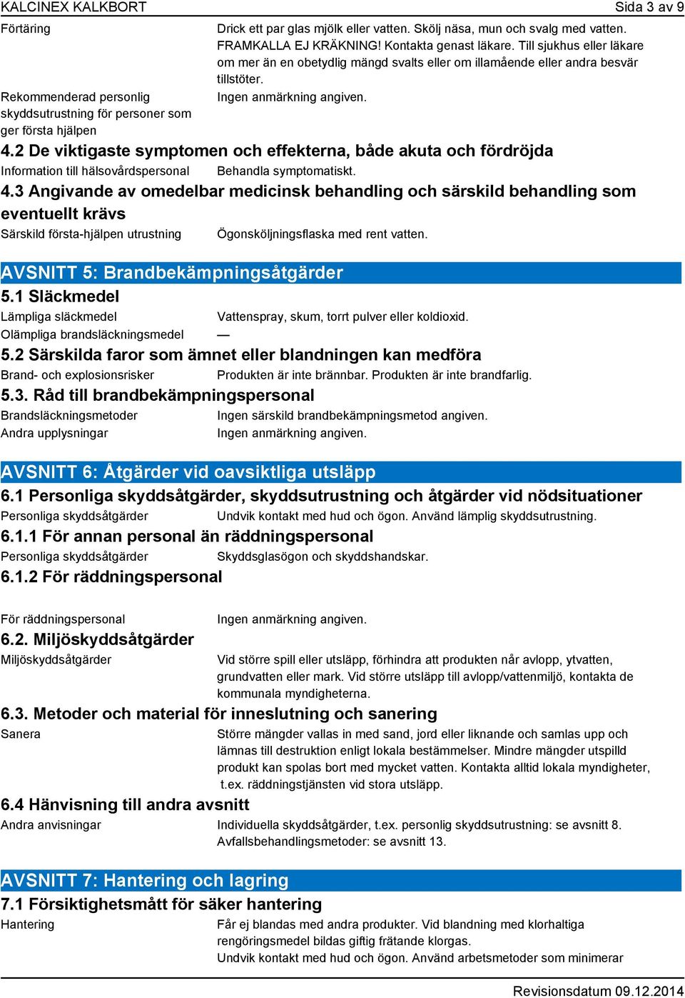 2 De viktigaste symptomen och effekterna, både akuta och fördröjda Information till hälsovårdspersonal Behandla symptomatiskt. 4.