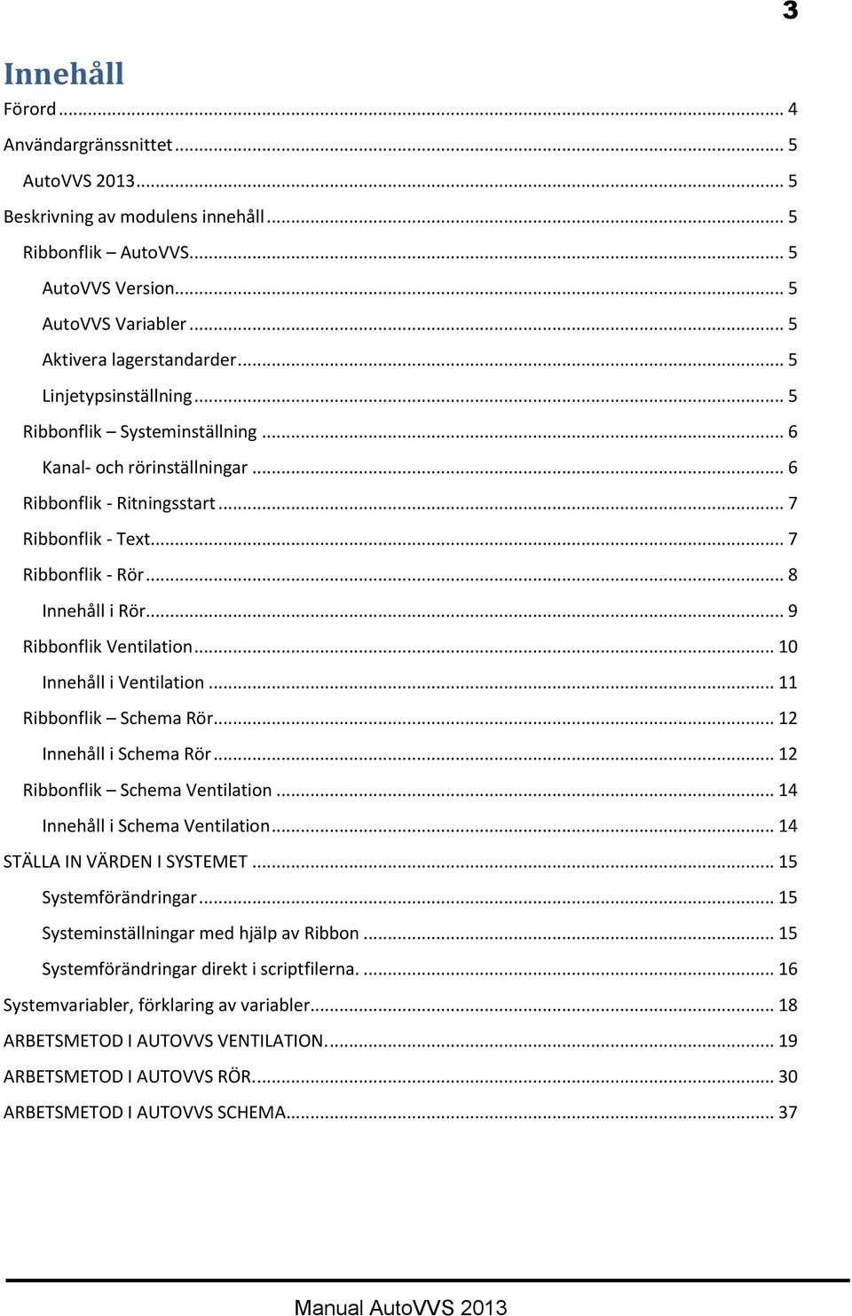 .. 9 Ribbonflik Ventilation... 10 Innehåll i Ventilation... 11 Ribbonflik Schema Rör... 12 Innehåll i Schema Rör... 12 Ribbonflik Schema Ventilation... 14 Innehåll i Schema Ventilation.