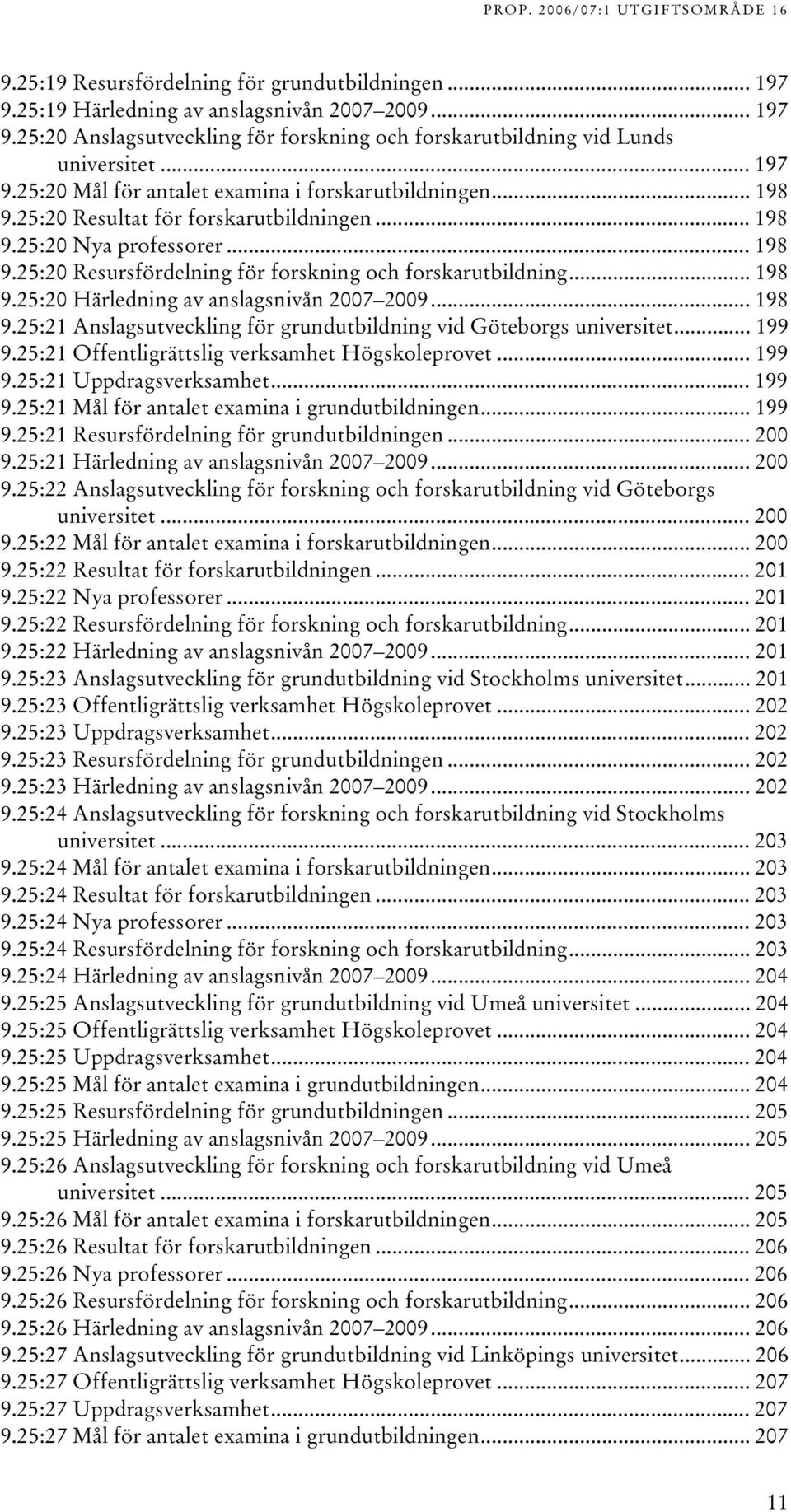 .. 199 9.5:1 Offentligrättslig verksamhet Högskoleprovet... 199 9.5:1 Uppdragsverksamhet... 199 9.5:1 Mål för antalet examina i grundutbildningen... 199 9.5:1 Resursfördelning för grundutbildningen.