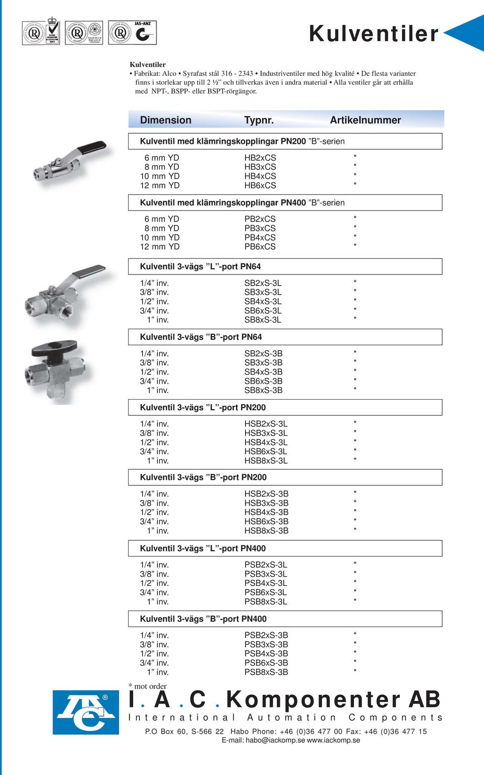 Kulventil med klämringskopplingar PN B -serien 8 mm YD 10 mm YD HB2xCS HB3xCS HB4xCS HB6xCS Kulventil med klämringskopplingar PN400 B -serien 8 mm YD 10 mm YD PB2xCS PB3xCS PB4xCS PB6xCS Kulventil