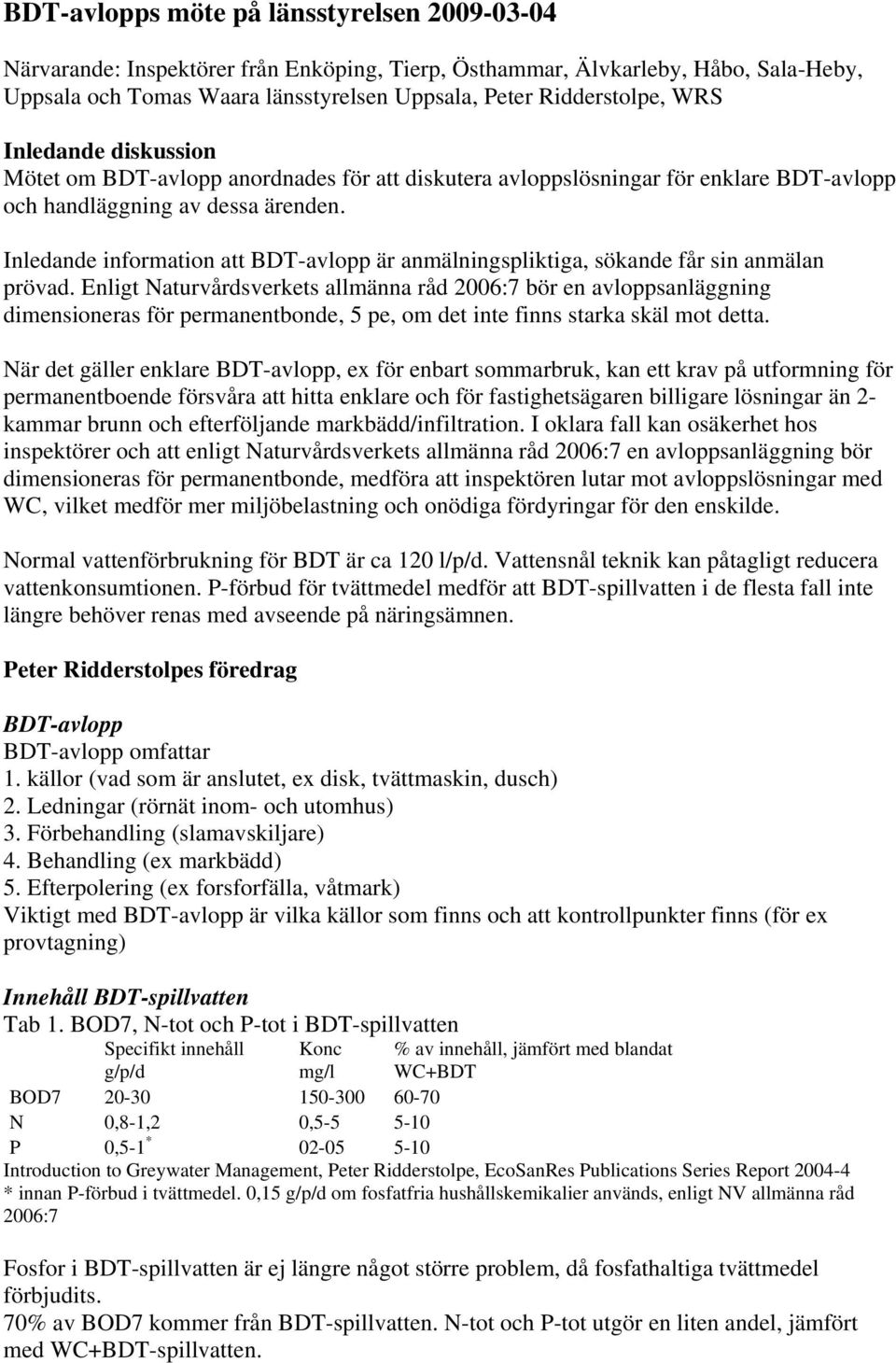 Inledande information att BDT-avlopp är anmälningspliktiga, sökande får sin anmälan prövad.