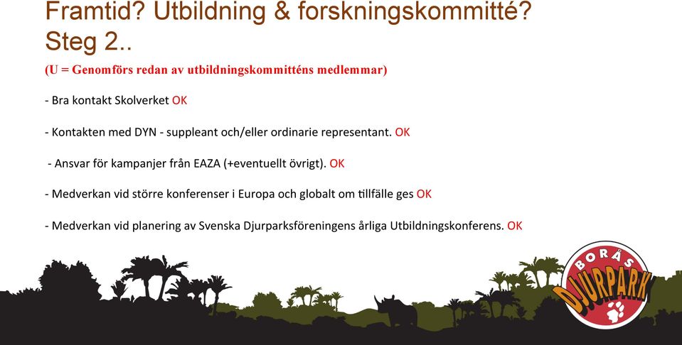 - suppleant och/eller ordinarie representant. OK - Ansvar för kampanjer från EAZA (+eventuellt övrigt).