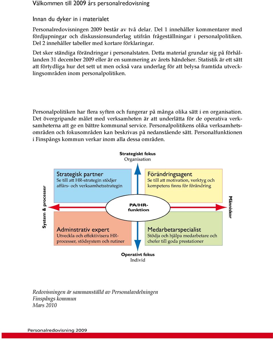 Det sker ständiga förändringar i personalstaten. Detta material grundar sig på förhållanden 31 december 2009 eller är en summering av årets händelser.
