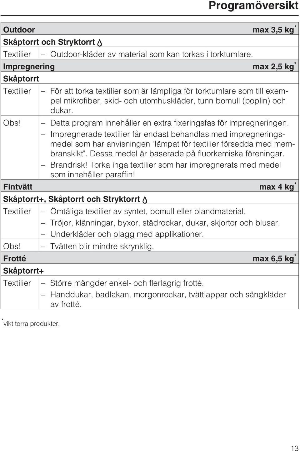 Detta program innehåller en extra fixeringsfas för impregneringen.