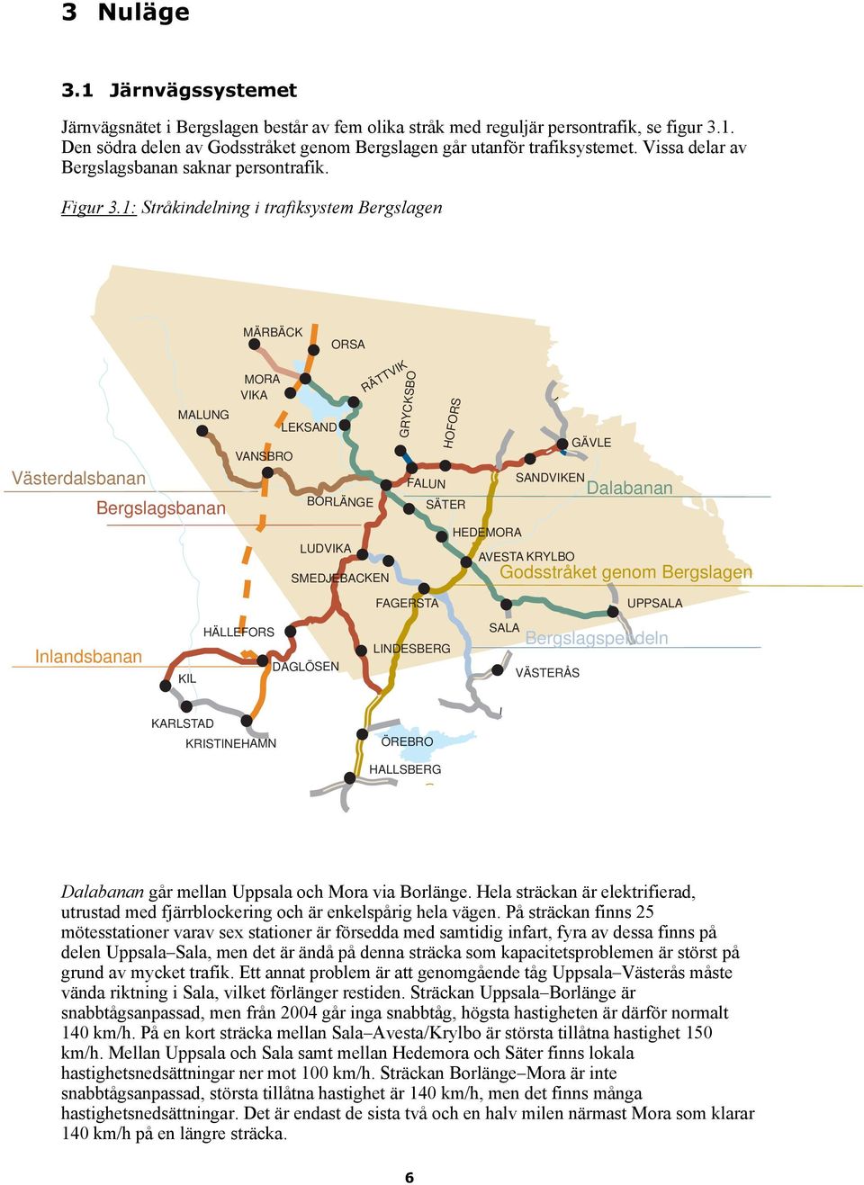 1: Stråkindelning i trafiksystem Bergslagen Västerdalsbanan MALUNG Bergslagsbanan MÄRBÄCK MORA VIKA VANSBRO LEKSAND ORSA BORLÄNGE LUDVIKA SMEDJEBACKEN GRYCKSBO RÄTTVIK FALUN HOFORS SÄTER HEDEMORA