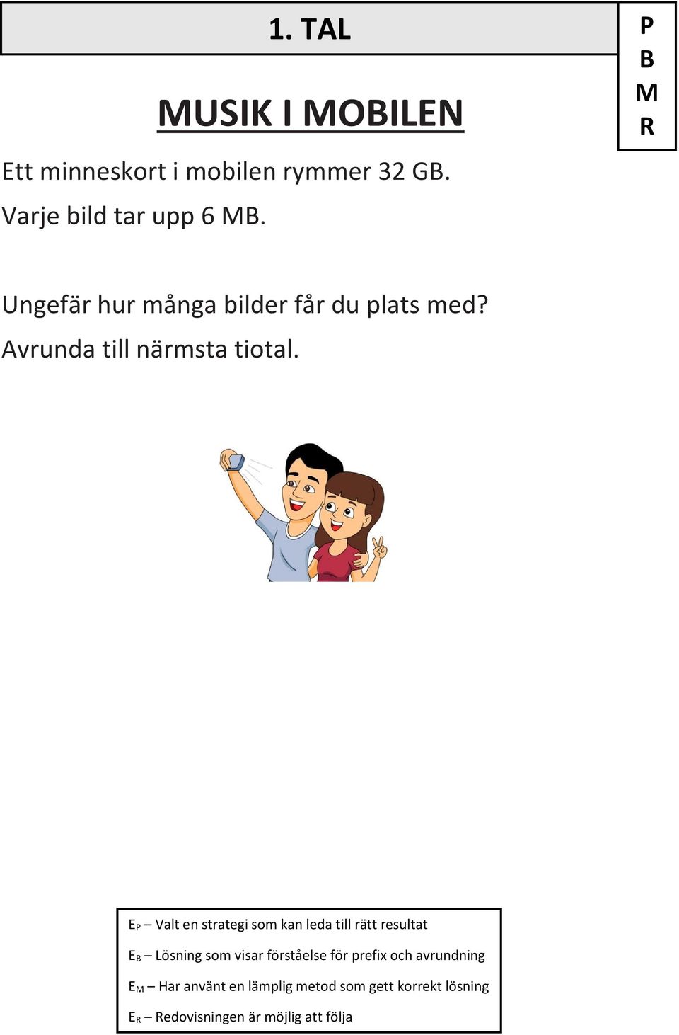 E P Valt en strategi som kan leda till rätt resultat E B Lösning som visar förståelse för