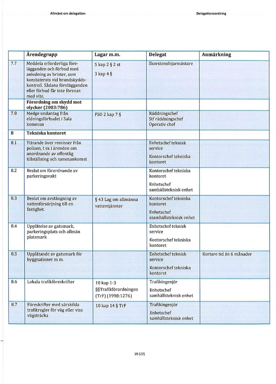 Tekniska 8.1 Yttrande över remisser från polisen, t ex i ärenden om anordnande av offentlig tillställning och sammankomst service teknisk tekniska 8.