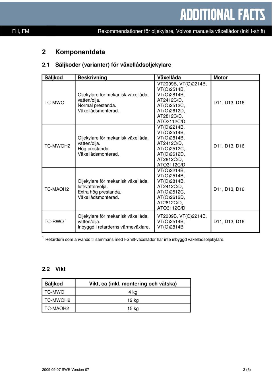 Extra hög prestanda. Växellådsmonterad. vatten/olja. Inbyggd i retarderns värmeväxlare.