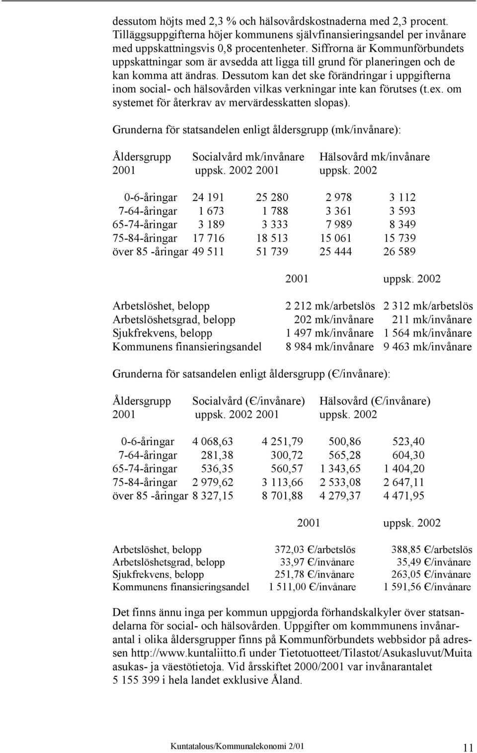 Dessutom kan det ske förändringar i uppgifterna inom social- och hälsovården vilkas verkningar inte kan förutses (t.ex. om systemet för återkrav av mervärdesskatten slopas).