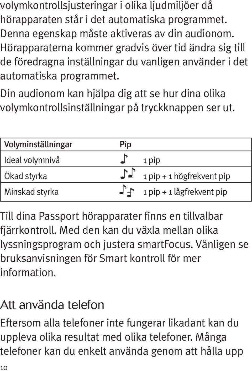 Din audionom kan hjälpa dig att se hur dina olika volymkontrollsinställningar på tryckknappen ser ut.