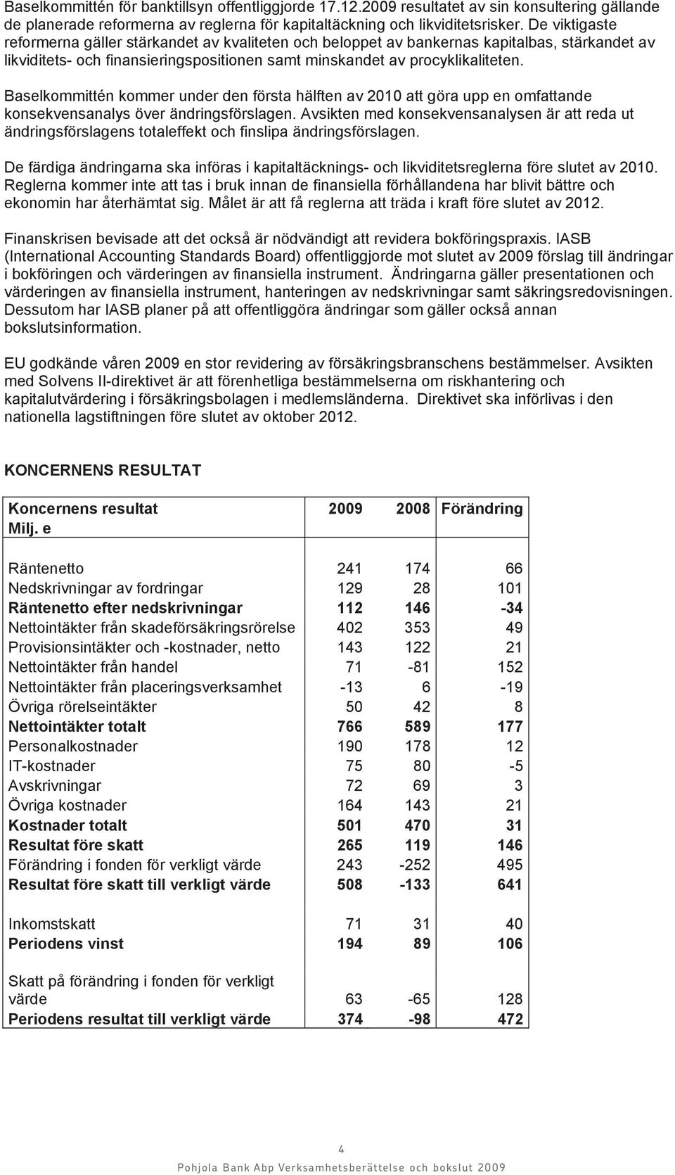 Baselkommittén kommer under den första hälften av 2010 att göra upp en omfattande konsekvensanalys över ändringsförslagen.