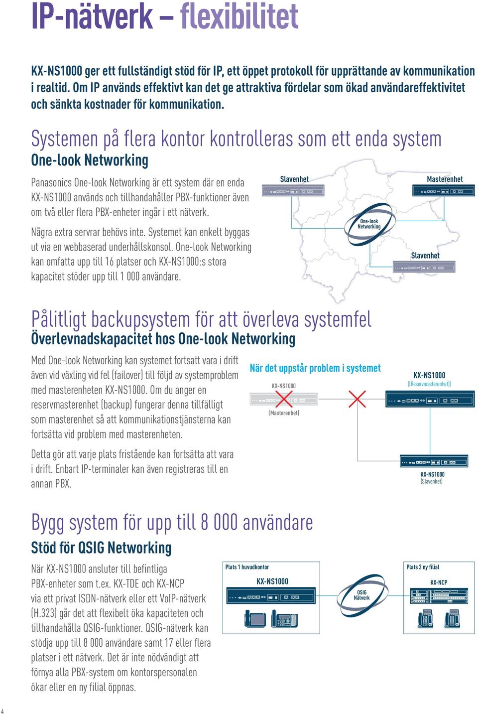 Systemen på flera kontor kontrolleras som ett enda system One-look Networking Panasonics One-look Networking är ett system där en enda används och tillhandahåller PBX-funktioner även om två eller