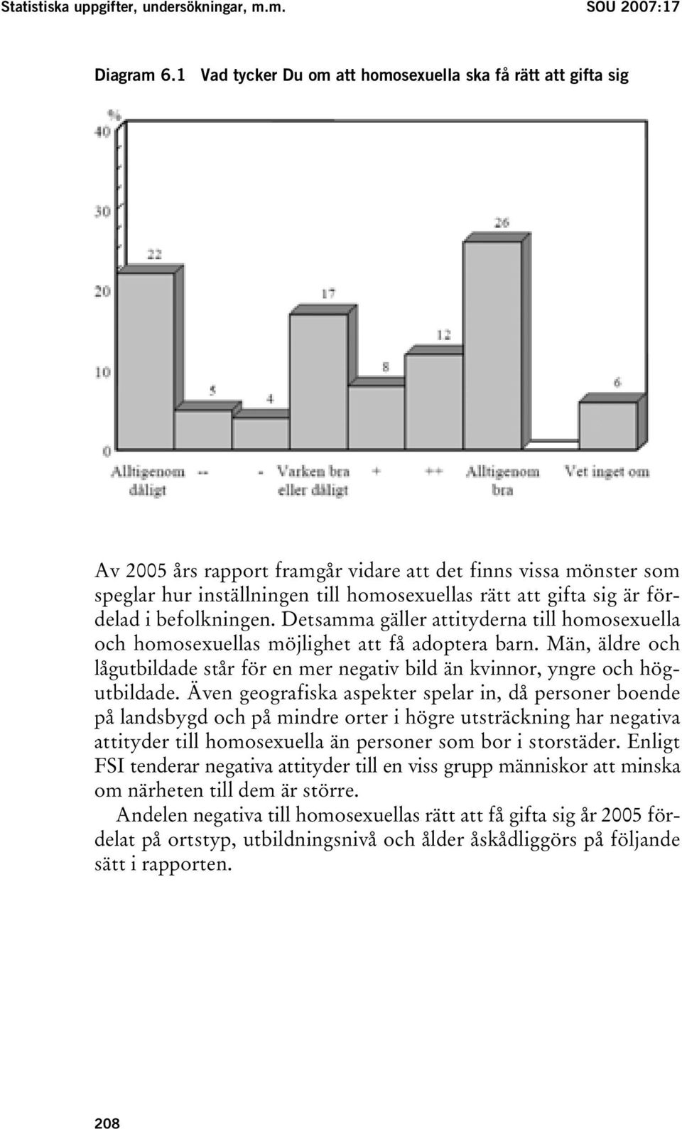 fördelad i befolkningen. Detsamma gäller attityderna till homosexuella och homosexuellas möjlighet att få adoptera barn.