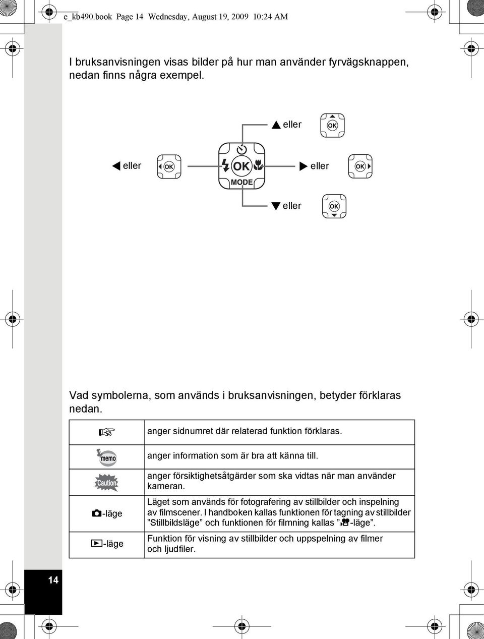 anger information som är bra att känna till. A-läge Q-läge anger försiktighetsåtgärder som ska vidtas när man använder kameran.