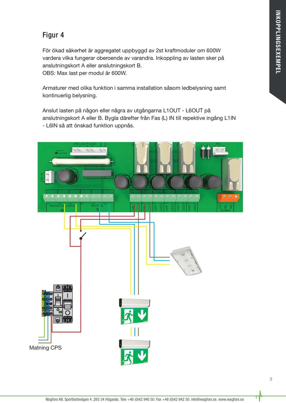 INKOPPLINGSEXEMPEL Armaturer med olika funktion i samma installation såsom ledbelysning samt kontinuerlig belysning.