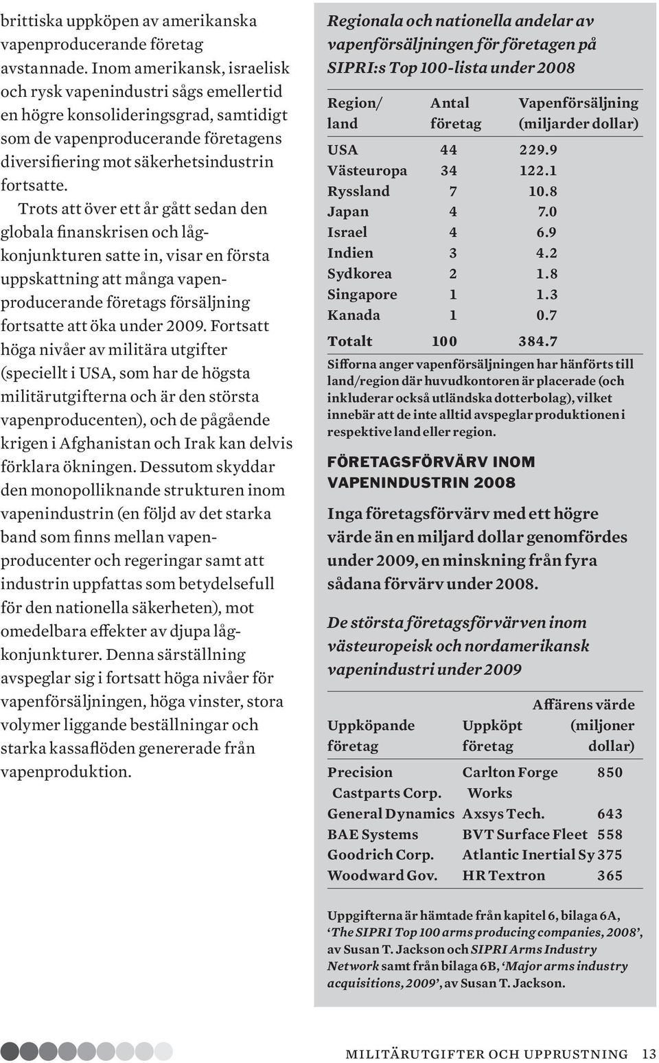 Trots att över ett år gått sedan den globala finanskrisen och lågkonjunkturen satte in, visar en första uppskattning att många vapenproducerande företags försäljning fortsatte att öka under 2009.