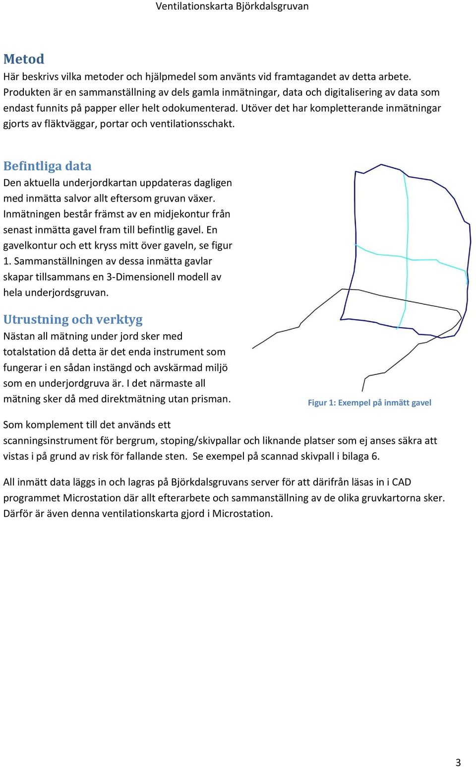 Utöver det har kompletterande inmätningar gjorts av fläktväggar, portar och ventilationsschakt.