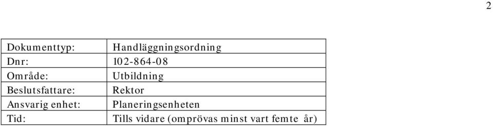 Rektor Ansvarig enhet: Planeringsenheten