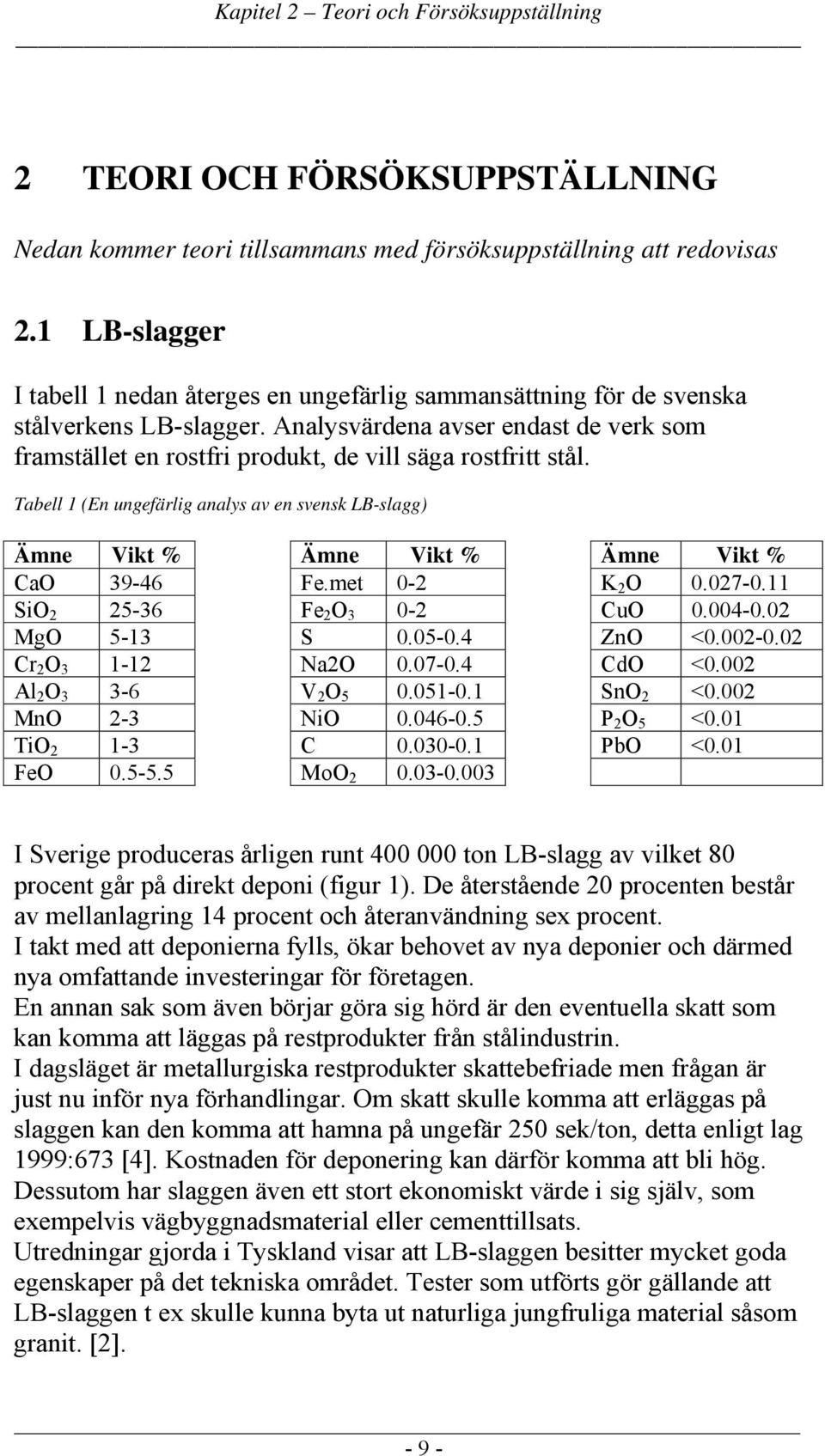 Analysvärdena avser endast de verk som framstället en rostfri produkt, de vill säga rostfritt stål.