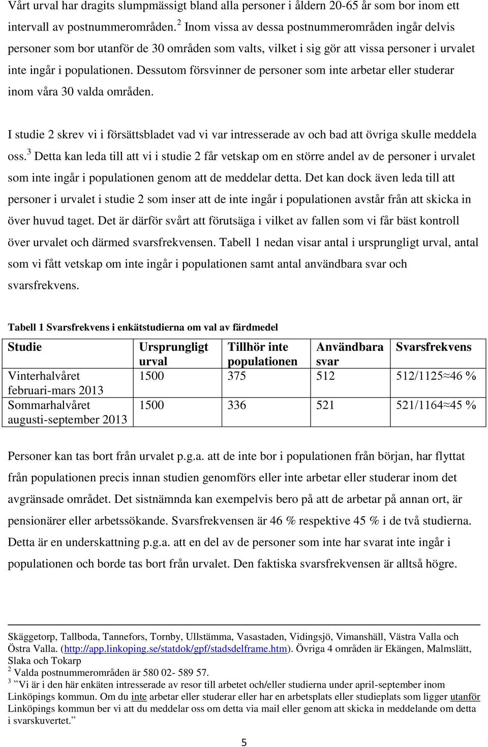 Dessutom försvinner de personer som inte arbetar eller studerar inom våra 30 valda områden. I studie 2 skrev vi i försättsbladet vad vi var intresserade av och bad att övriga skulle meddela oss.